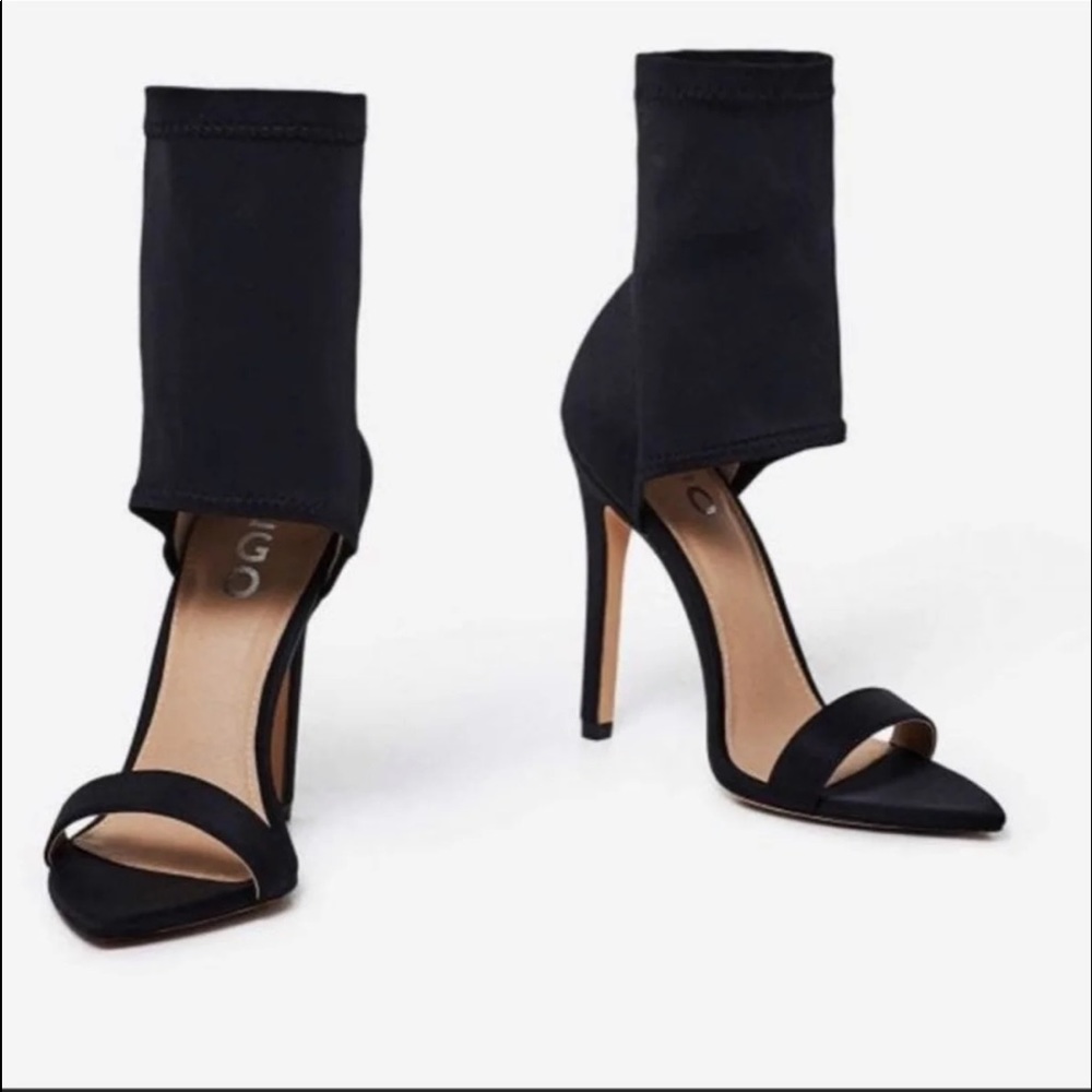 EGO BLACK POINTED CUFF HEEL SIZE UK3/US5